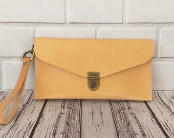 Women leather wristlet wallet,Clutch Organizer,Gift for women,Leather Clutch,Personalized wallet