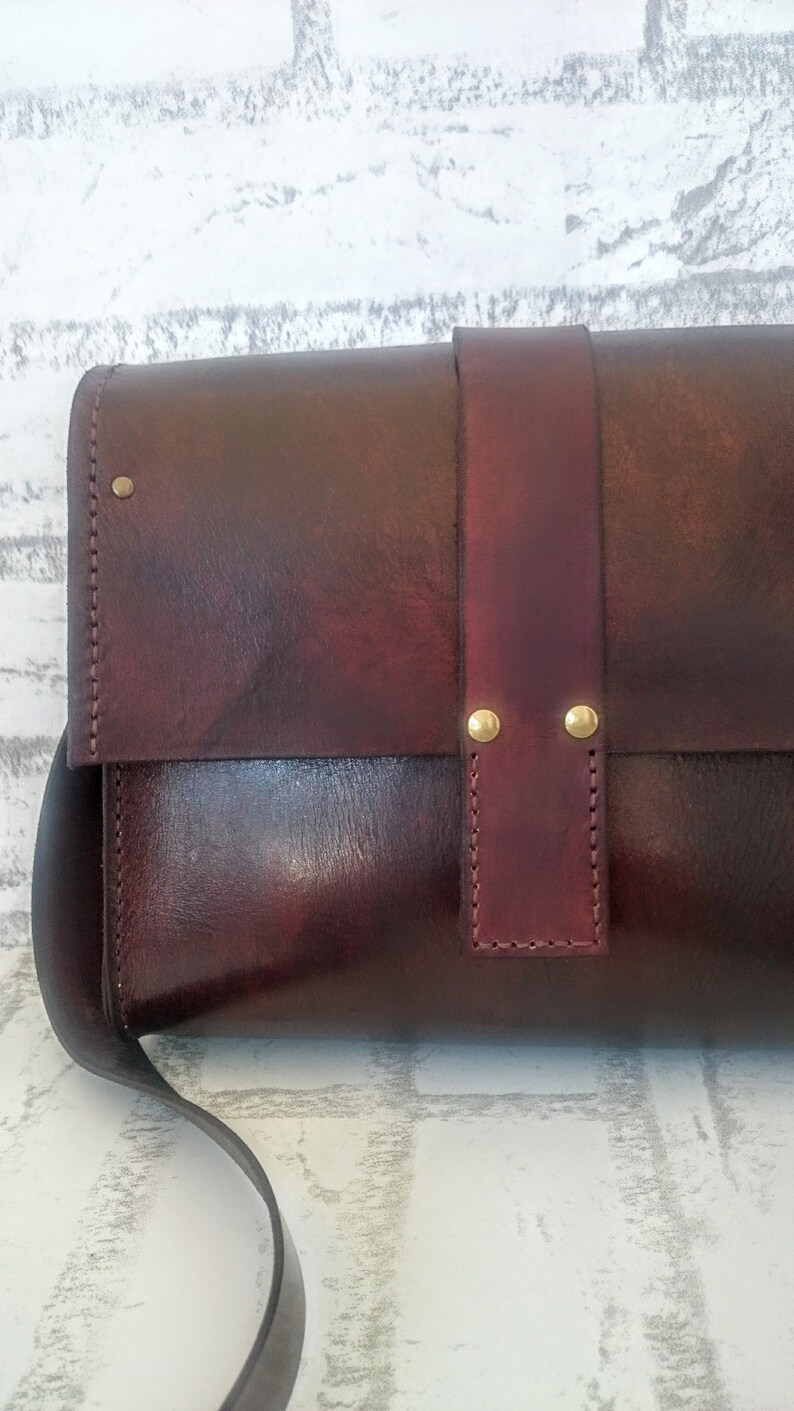 Handmade leather crossbody bag Shoulder Purse Brown leather Etsy