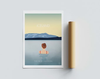 Iceland , The Blue Lagoon  minimalist travel  poster