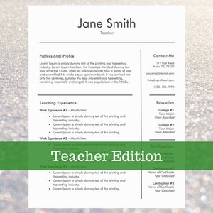 Teacher Resume/CV Template | Educator Cover Letter Template | Easy to Edit and Instant Download
