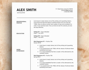 Modern Resume Template, Creative CV Design (Digital Download)