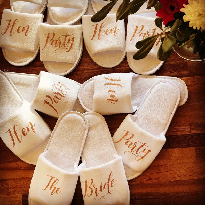Hen party personalised slippers glittery spa slippers for hen Etsy
