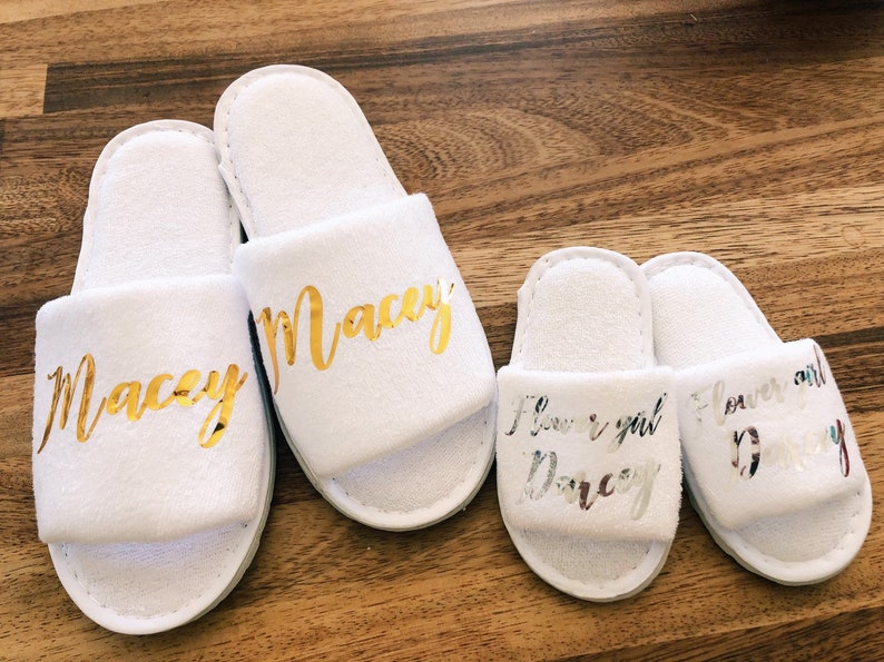 Childrens Spa Slippers Flowergirl Slippers Personalised Spa Etsy UK