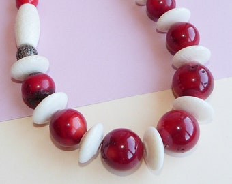 Red and White Coral Necklace - genuine coral, simply stunning!