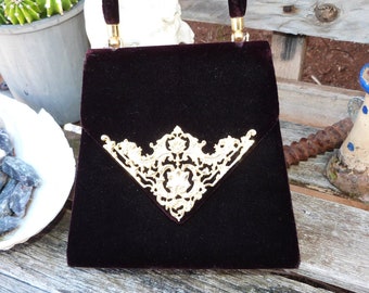 Shilton Vintage Burgundy Velvet Handbag