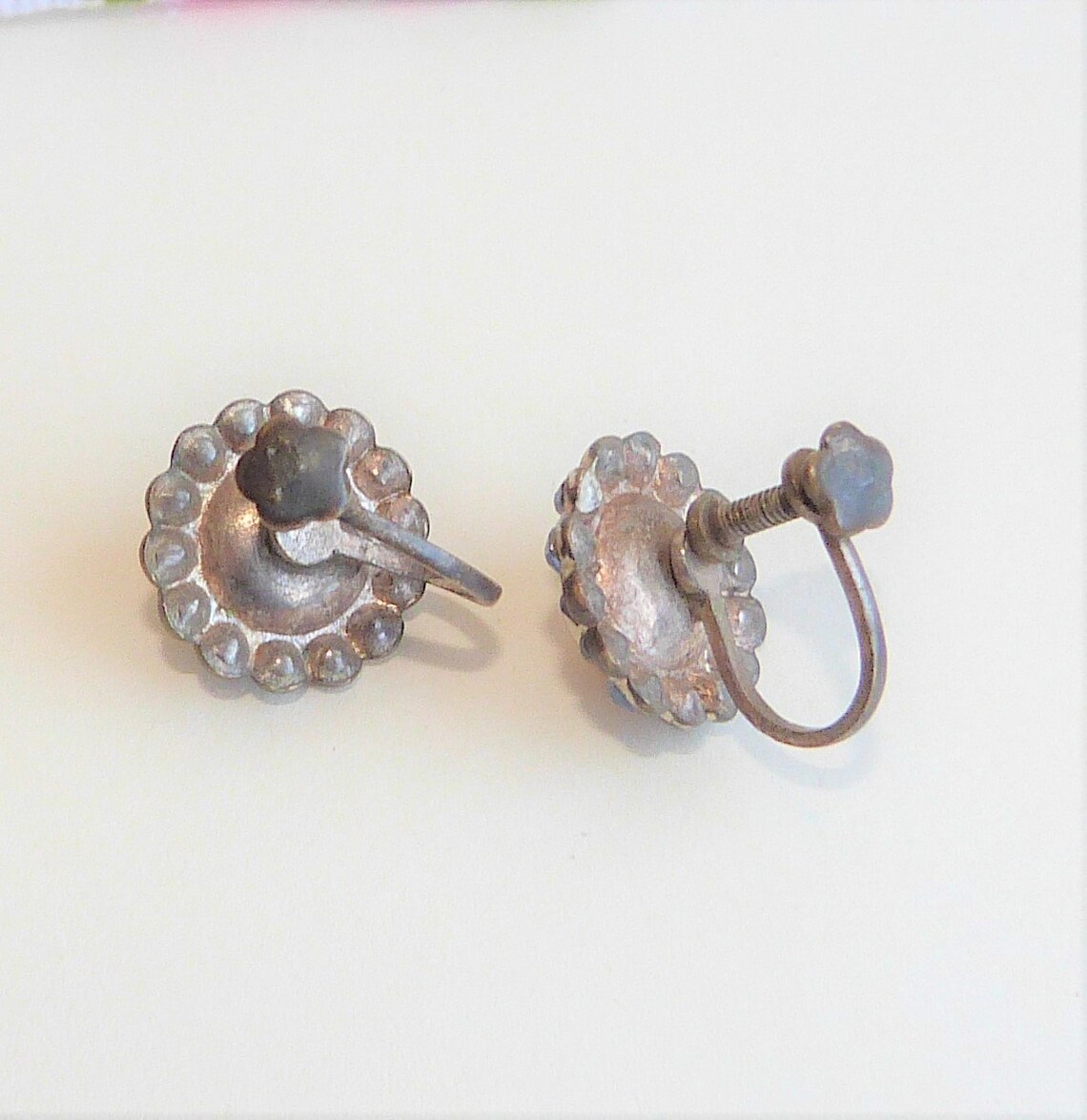 Vintage Screw Back Earrings vintage 50s blue diamante Etsy