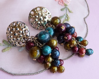 Vintage Stud Bead Dangle Earrings