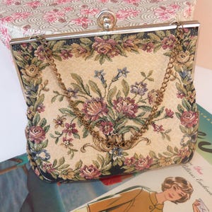 Vintage Cotton Tapestry Coin/Makeup Purse- 1970s
