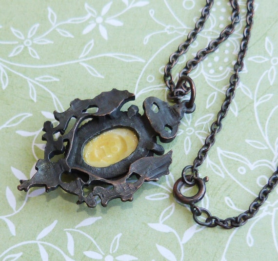 Hand Painted Ceramic Long Bronze Necklace - image 3