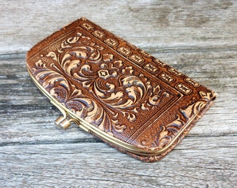 Small Vintage Leather Wallet Purse - Made in Spain