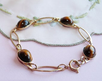 Vintage Real Tiger's Eye Tumble Stone Bracelet