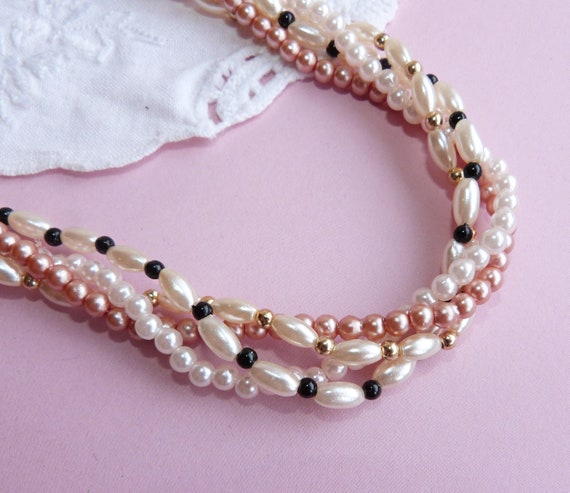 Necklace n Bracelet Set - Vintage Multi Strand Be… - image 2