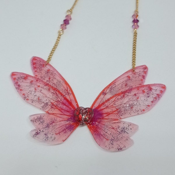 Collier aile de fée papillon pailletés pour femme