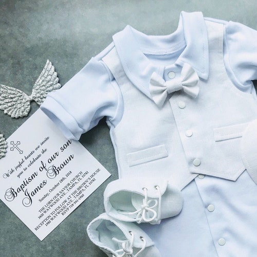 Baby Boy Blessing Outfit Baby Boy Baptism Outfit ALL WHITE Etsy