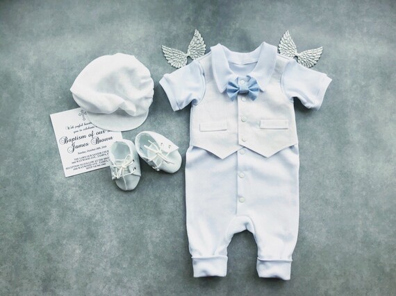 baby boy linen baptism outfit