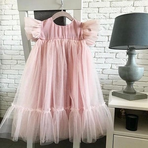 Dusty rose pink baby girl 1st birthday outfit, Baby girl birthday dress, toddler girl, birthday dress, first birthday pink dress