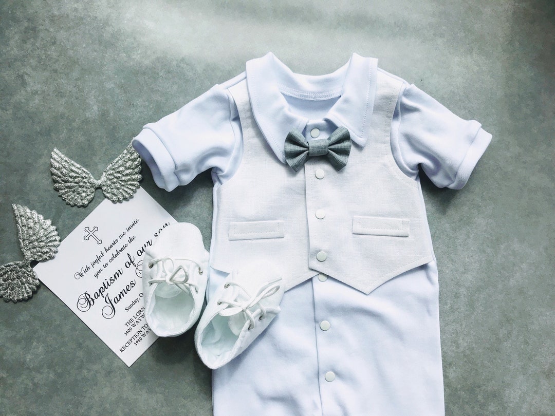 Linen Baby Boy Christening Outfit, Handmade Baptism Suit - Etsy