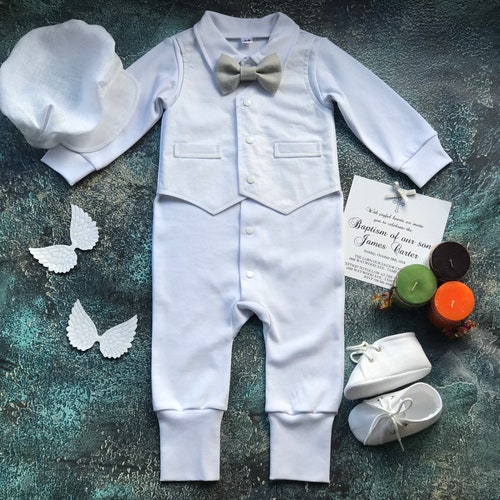 Baby Boy Baptism Outfit Baby Boy Christening Outfit White Etsy