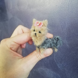 Miniature needle felted dollhouse yorkshire terrier puppy/dog