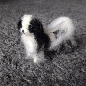 OOAK Needle Felted Dollhouse Miniature Japanese chin puppy/dog
