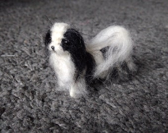 OOAK Needle Felted Dollhouse Miniature Japanese chin puppy/dog