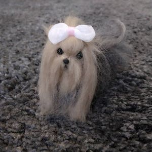 Miniature needle felted dollhouse yorkshire terrier puppy/dog
