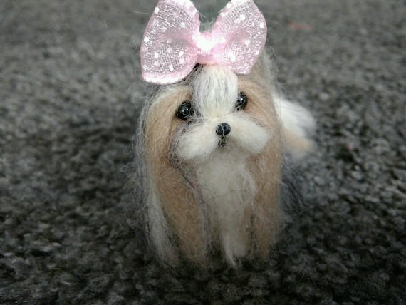 Ooak Needle Felted Dollhouse Miniature Shih Tzu Puppy Dog Etsy