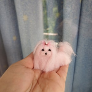 OOAK Needle felted dollhouse miniature Maltese puppy/dog