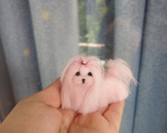 OOAK Needle felted dollhouse miniature Maltese puppy/dog