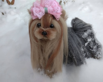 Needle felted Yorkshire terrier puppy/dog