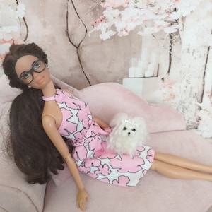 OOAK Needle felted miniature Barbie dollhouse Maltese puppy/dog