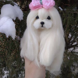 Needle felted Maltese puppy/dog