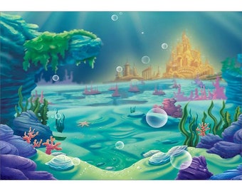 7x5ft Printed Under the sea Backdrop / Banner / Little mermaid / sea party /
