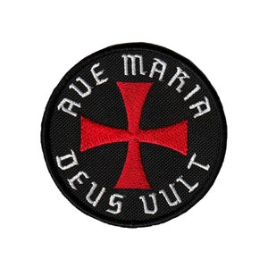 Embroidered patch &quot;Cross of the templar&quot; with hook and loop fasteners or SEW ON, Iron on.