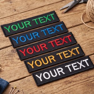 Custom Embroidered Name Tag Patch: Personalized Text, Hook & Loop, Iron-On or Sew-On