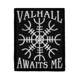 Embroidered PATCH "Aegishjalmur  Viking Helm Valhalla " with hook and loop fasteners, iron on  or sew on.