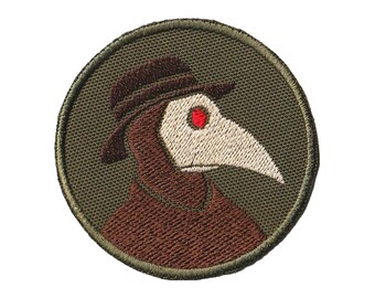 Embroidered PATCH "Plague doctor" with hook and loop fasteners or sew on or iron on.