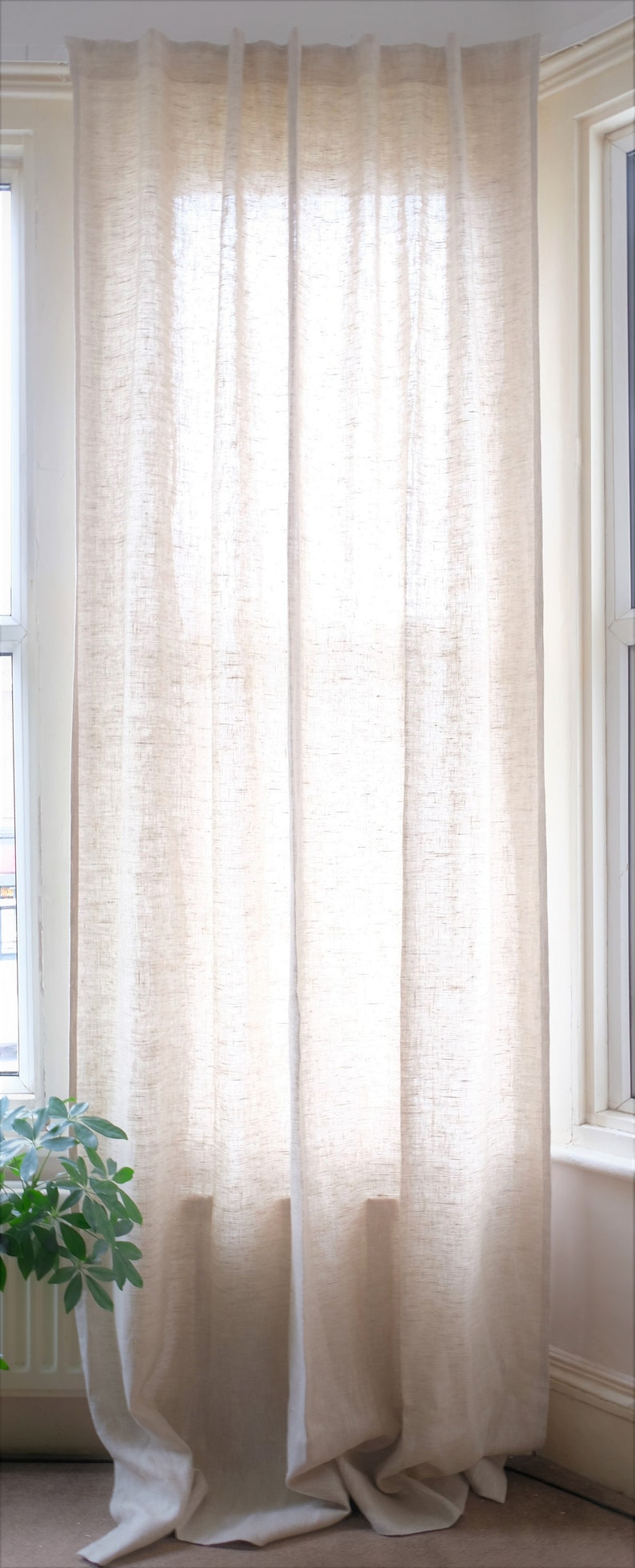 100% Natural Linen Window Curtains Drapes Voile Panels for | Etsy
