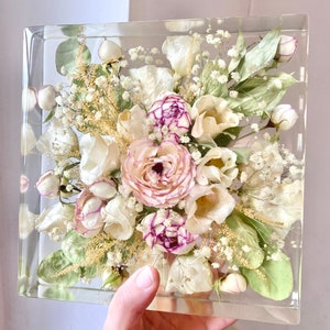 Préservation bouquet de mariage ACOMPTE upcycling, conservez vos fleurs, souvenir/ cadeaux de mariage personalisé, résine epoxy image 2