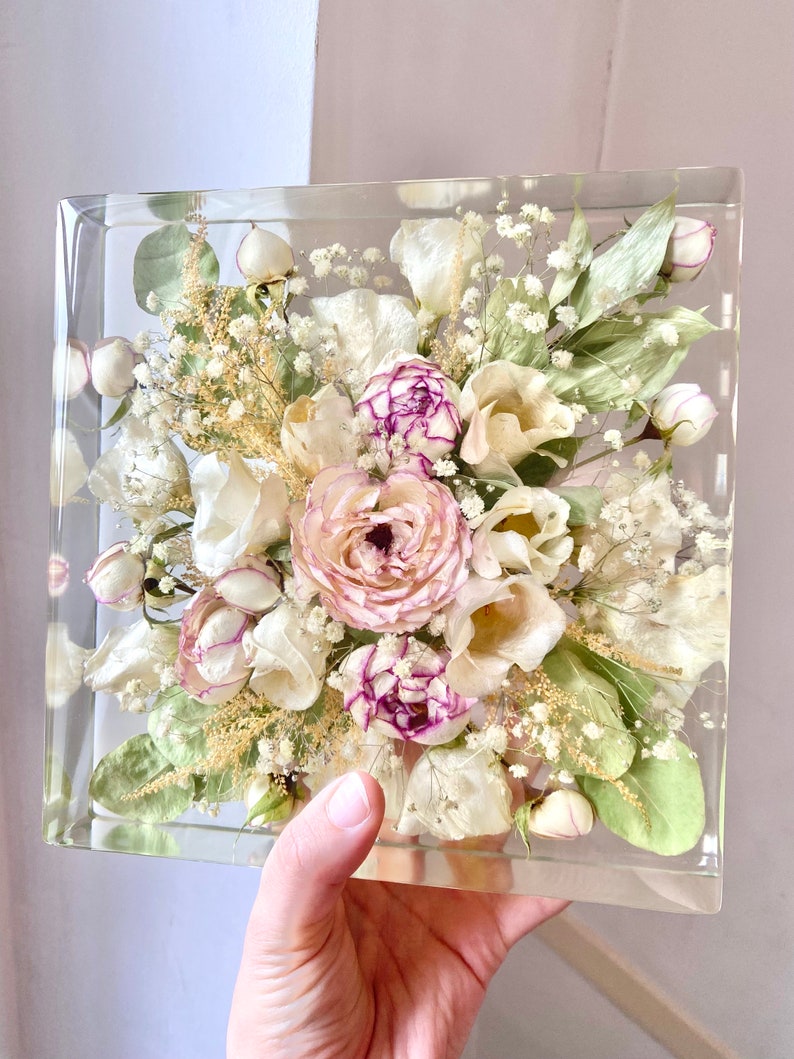 Préservation bouquet de mariage ACOMPTE upcycling, conservez vos fleurs, souvenir/ cadeaux de mariage personalisé, résine epoxy image 2