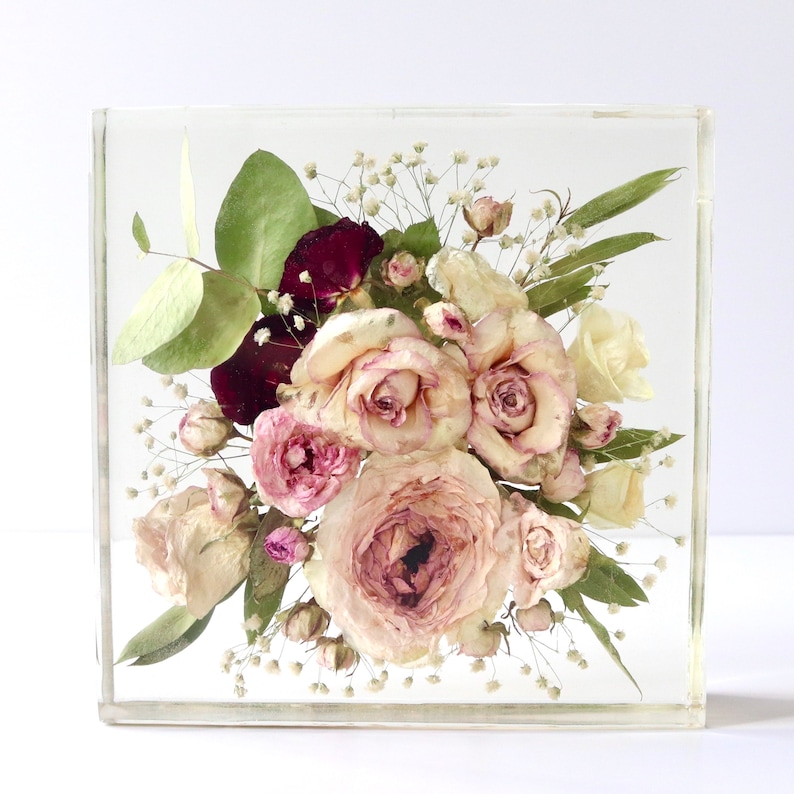 Préservation bouquet de mariage ACOMPTE upcycling, conservez vos fleurs, souvenir/ cadeaux de mariage personalisé, résine epoxy image 6