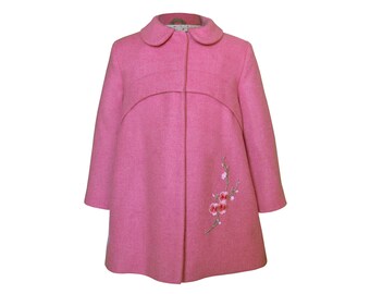 Girls' coat, transitional coat, girls' spring/autumn coat, pink girls' coat, girls' clothing, outwear for kids