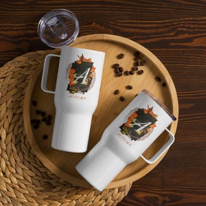 Autumn Travel mug white with a handle