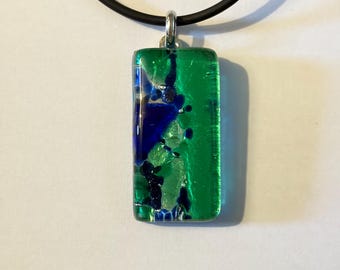 Colgante vintage de cristal de Murano con hoja de plata, joyería italiana