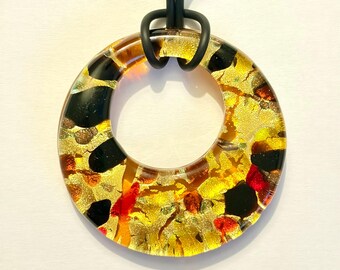 Colgante vintage de cristal de Murano con hoja de oro – Joyería italiana, collar de 45 cm