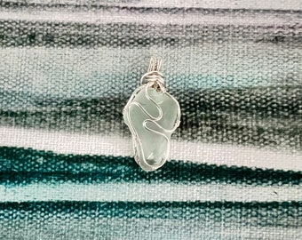 Scottish seafoam sea glass pendant with swirl design - Handmade in Scotland