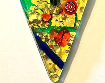 Colgante vintage de cristal de Murano con hoja de oro – Collar de joyería italiana