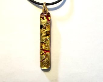 Colgante vintage de pan de oro de Murano – Collar de cristal italiano - Joyería