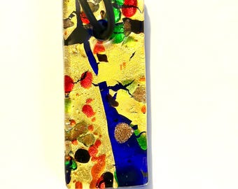 Colgante vintage de cristal de Murano con hoja de oro – Joyería italiana, collar de 45 cm