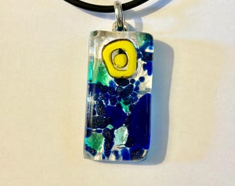 Colgante vintage de cristal de Murano con hoja de plata, joyería italiana, collar de 45 cm
